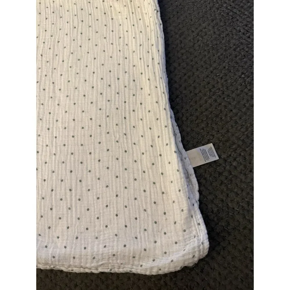Chick Pea Muslin Baby Blanket Polka Dot White Swaddle Cotton Lovey 36